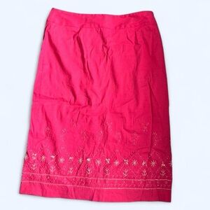Vintage Pink Linen Embroidered Skirt